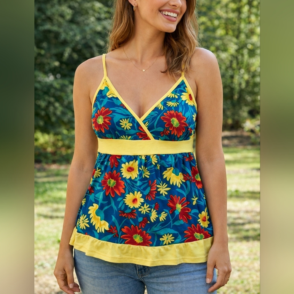 Vintage Y2K Mine Floral Babydoll Top Size Medium